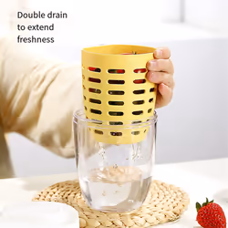 Salad cup, picnic fruit cup, double-layer drain cup,pink