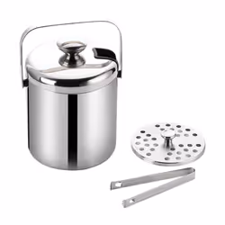 Ice Bucket with Lid and Tong Insulated Ice Bucket with Strainer B