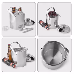 Ice Bucket with Lid and Tong Insulated Ice Bucket with Strainer B