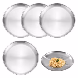 Pack of 5 stainless steel plates,20cm stainless steel round tableware