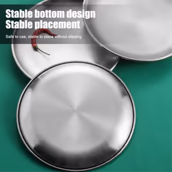 Pack of 5 stainless steel plates,20cm stainless steel round tableware