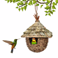 Bird hanging grass house outdoor hummingbird nest bird house
