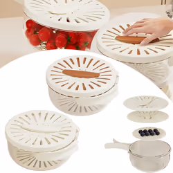 2Pcs Draining Bowl Drainage Basket Funnel Bilayer Foldable Fruit