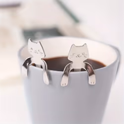 Stainless Steel Cat Coffee Spoons Mini Cute Cat Modeling Teaspoon