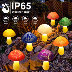 8-Pack Cracked Mushrooms Lights for Garden Decor, Whimsical Yard Art