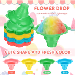 200 Pieces Shaved Ice Cups Leak Proof Plastic Snack Ice Cream Bowls