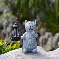 Hot outdoor solar lights cat decoration imitation animal resin crafts