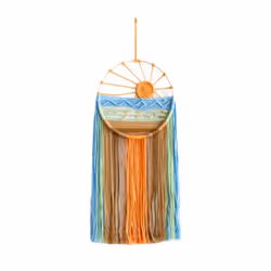 Sunrise and Sunset Wall Hanging Cotton Rope Handmade Woven Tapestry B