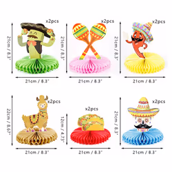 12Pcs Mexican Fiesta Honeycomb Table Centerpiece Cactus Donkey Decor