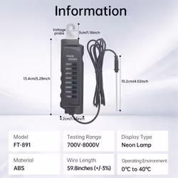 FT-891 Electric Fence Tester 700-8000V for Horse Dairy Wildlife