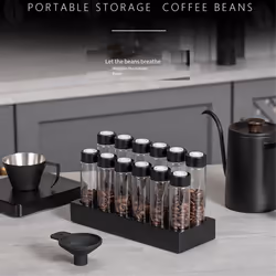 Coffee Beans Storage Container Display Rack Walnut Tea Tube Bottle