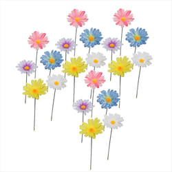 20Pcs Daisy Flower Garden Stakes Decor Metal Stakes Iron Crafts