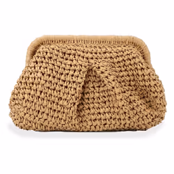 Straw Purse for Women Cloud Dumpling Pouch Summer Beach Woven Bag