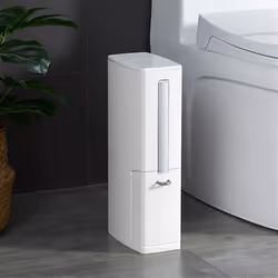 Bathroom Trash Can, Toilet Brush Set, Small Trash Can With Lid White