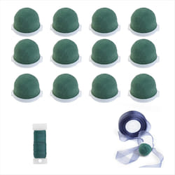 12 Pcs Mini Round Floral Foam Holder,Green Dry and Wet Florist Flower
