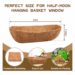 24Inch Trough Coconut Liners, Natural Coconut Liners for Wall Planter