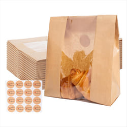 100 Packs Paper Bread Storage Bags with Clear Window Bread Bags