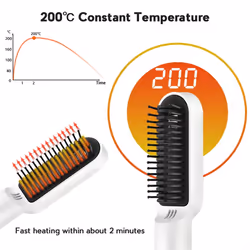 USB Hot Comb Quick Hair Heated Straightening Curling Styling Tool,A