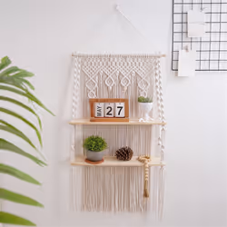 Wall Hanging Shelves Macrame Boho Floating Plant Photos Storage Rack