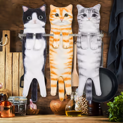 Funny Cat Hand Towels, Kitchen And Bathroom Hand Towels Gray Cat