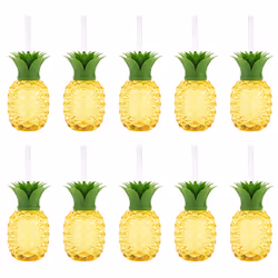 Plastic pineapple cup, cup with straw, luau birthday decoration