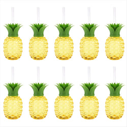 Plastic pineapple cup, cup with straw, luau birthday decoration