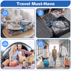 12PCS Travel Vacuum Storage Bags for Clothes EU Plug