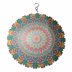 3D colorful iron wind chime, mandala pattern 3D rotating, B