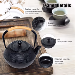 Cast Iron Tea Pot - Twine Handle Teapot Kettle