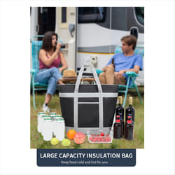 Insulated Cooler Bag, Reusable 40L Soft Cooler Bags Grey