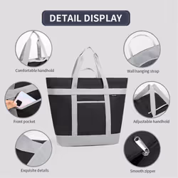 Insulated Cooler Bag, Reusable 40L Soft Cooler Bags Grey