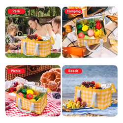 Insulated Bag Picnic Basket Bags Beach Bag Foldable Cooler Bag Yellow