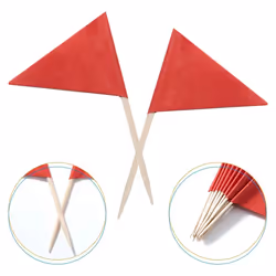 100 Pcs Solid Red Toothpick Flags Small Mini Plain Red Color