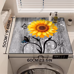 Flowers Washer Dryer Dust Cover Mat For Top Washing Machine