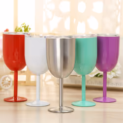 Wine Glass Stainless Steel Double Layer Goblet Red