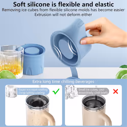 Ice-Cube Tray for Tumbler/ Cup, Silicone Hollow Ice Mold,B