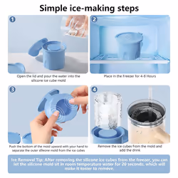 Ice-Cube Tray for Tumbler/ Cup, Silicone Hollow Ice Mold,B