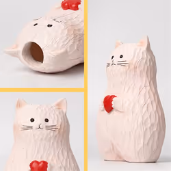 Vase Cat Handmade Statue Vase Flower Plants Shelf Desk Cute Pot