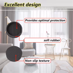 4Pcs Round Rubber Furniture Caster Cups, black