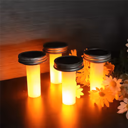 Solar LED Flame Light Outdoor Mason Jar Lit Lamp Solar Candle