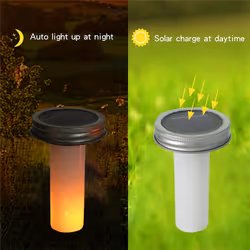 Solar LED Flame Light Outdoor Mason Jar Lit Lamp Solar Candle