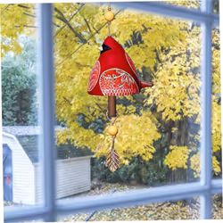 Bird Song Bell Garden Decoration,Hanging Rustic Wind Chime, A