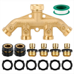 Star 4 Way Heavy Duty Brass Garden Hose Splitter