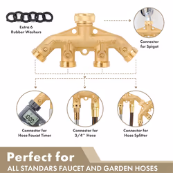 Star 4 Way Heavy Duty Brass Garden Hose Splitter