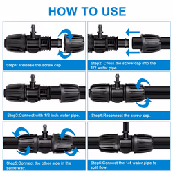Tee 1/2Inch Drip Irrigation Tubing to 1/4Inch Irrigation Tube Fitting