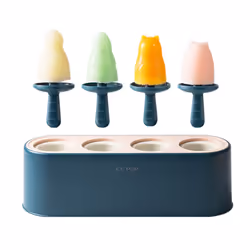 Home Popsicle Mold Set, 4-Piece Popsicle Maker Set, Gray-White