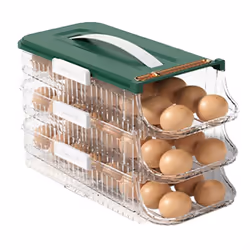 Egg Holder For Refrigerator Rolling Egg Organizer Egg Container Green