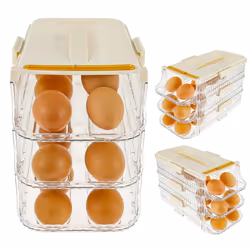 Egg Holder For Refrigerator Rolling Egg Organizer Egg Container White