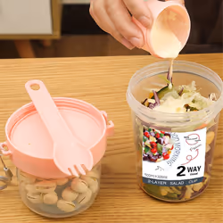 Breakfast Fruit Oat Yogurt Salad Cup With Lid Spoon Two Layer, A
