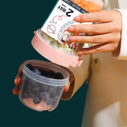 Breakfast Fruit Oat Yogurt Salad Cup With Lid Spoon Two Layer, A